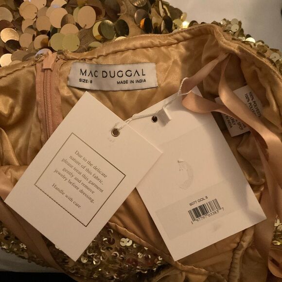 MAC DUGGAL 6077 Gold Thin Strap Cut Out Gown With Ombre Sequins - Picture 16 of 16